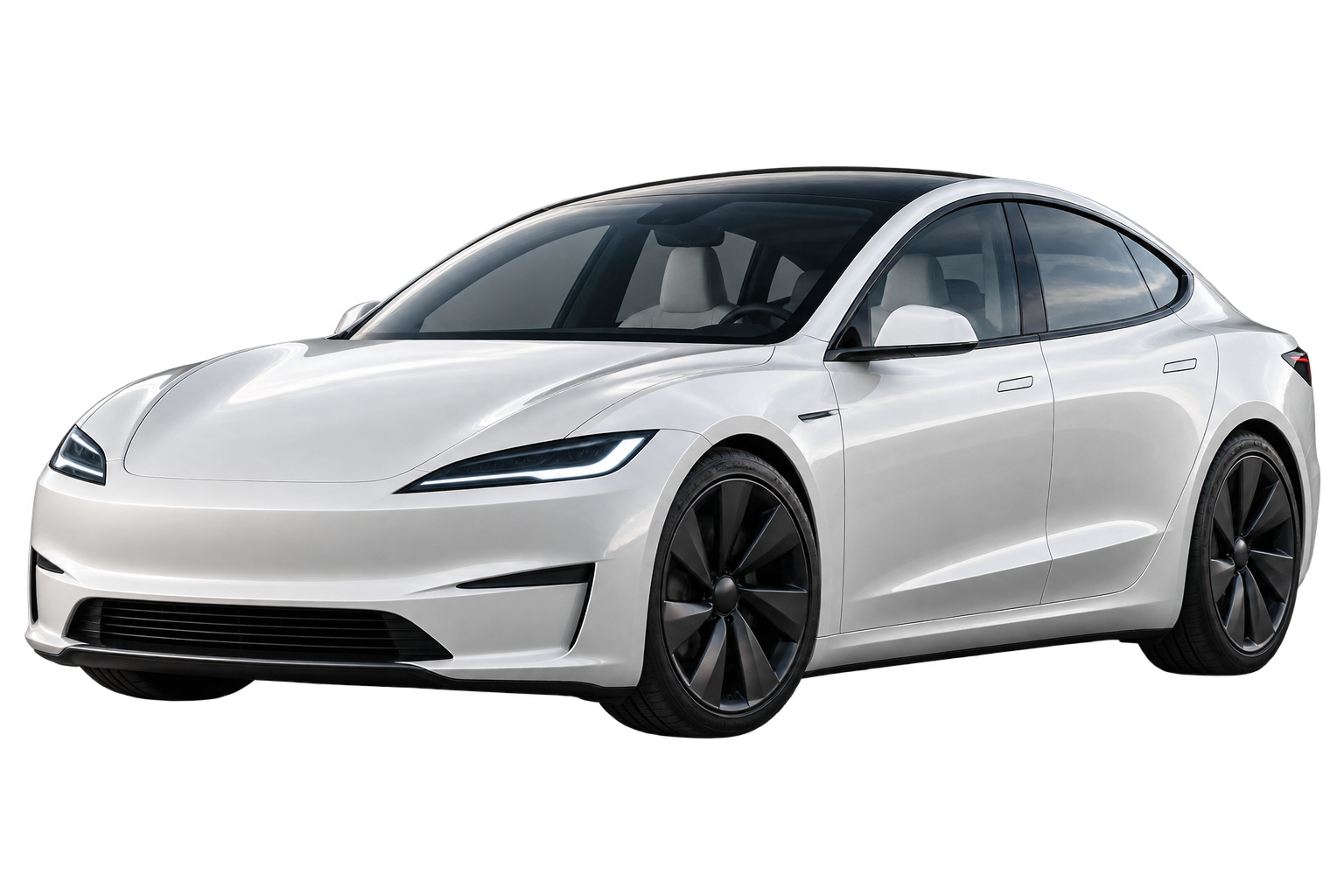 Gerçekçi beyaz elektrikli sedan